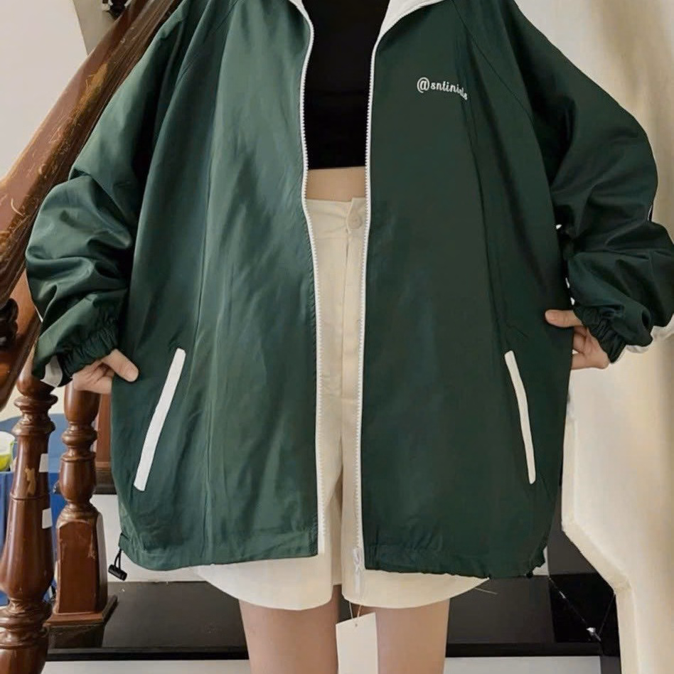 Áo Khoác Dù Nam Nữ Có In Nổi Chữ @Sntinials Dáng Form Rộng Kèm Khóa Kéo Xịn Dây Rút Bo Tròn Áo Chất Vải Mát Hàng Siêu Xinh Hot Trend-Htm Fashion - Ảnh 4