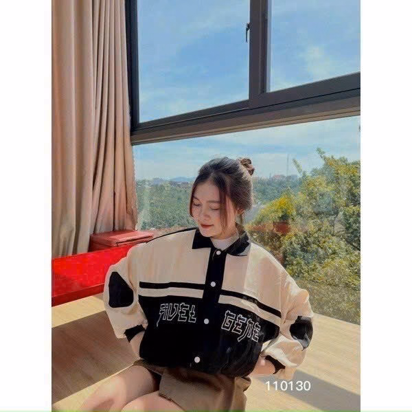 Áo Khoác Bomber Nữ Phối Dáng Lửng Có Kiểu Bấm Nút Phối Màu Cực Xinh Chất Vải Dày Mịn Bo Chun Xịn Hàng Siêu Xinh Hot Trend-Htm Fashion - Ảnh 3