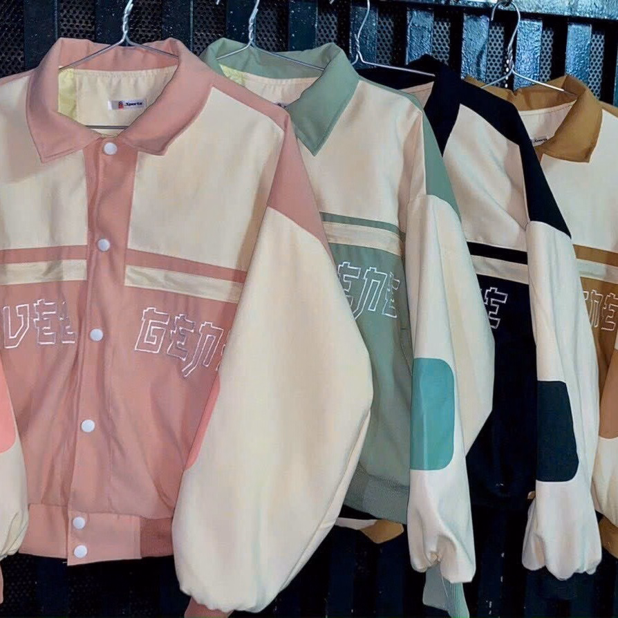 Áo Khoác Bomber Nữ Phối Dáng Lửng Có Kiểu Bấm Nút Phối Màu Cực Xinh Chất Vải Dày Mịn Bo Chun Xịn Hàng Siêu Xinh Hot Trend-Htm Fashion