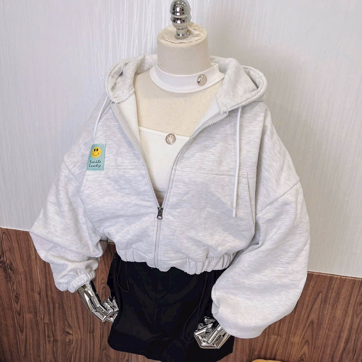 Áo Khoác Nữ Chất Liệu Vải Dày Mịn Kiểu Dáng Lửng Form Đẹp Kèm Nón Trùm Đầu Xịn Bo Chun Trơn Áo Đẹp Hàng Hot Trend-Htm Fashion - Ảnh 7