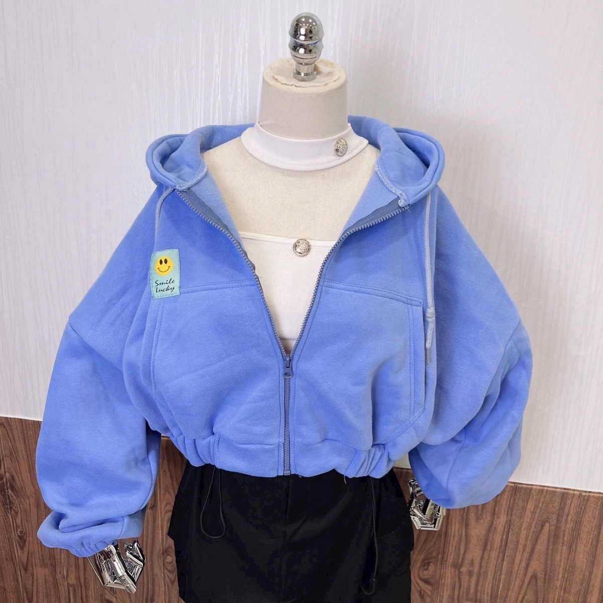 Áo Khoác Nữ Chất Liệu Vải Dày Mịn Kiểu Dáng Lửng Form Đẹp Kèm Nón Trùm Đầu Xịn Bo Chun Trơn Áo Đẹp Hàng Hot Trend-Htm Fashion - Ảnh 13