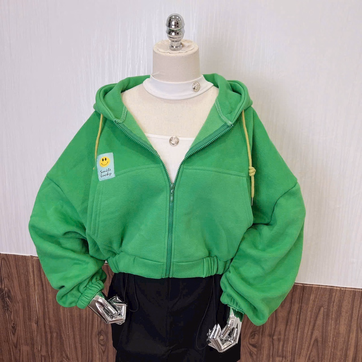 Áo Khoác Nữ Chất Liệu Vải Dày Mịn Kiểu Dáng Lửng Form Đẹp Kèm Nón Trùm Đầu Xịn Bo Chun Trơn Áo Đẹp Hàng Hot Trend-Htm Fashion - Ảnh 11