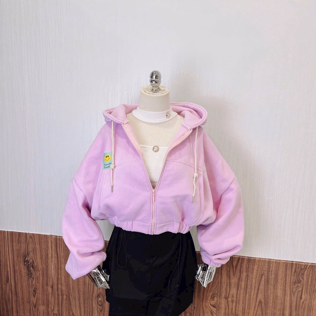 Áo Khoác Nữ Chất Liệu Vải Dày Mịn Kiểu Dáng Lửng Form Đẹp Kèm Nón Trùm Đầu Xịn Bo Chun Trơn Áo Đẹp Hàng Hot Trend-Htm Fashion - Ảnh 9