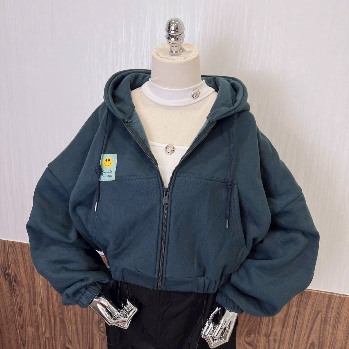 Áo Khoác Nữ Chất Liệu Vải Dày Mịn Kiểu Dáng Lửng Form Đẹp Kèm Nón Trùm Đầu Xịn Bo Chun Trơn Áo Đẹp Hàng Hot Trend-Htm Fashion - Ảnh 12