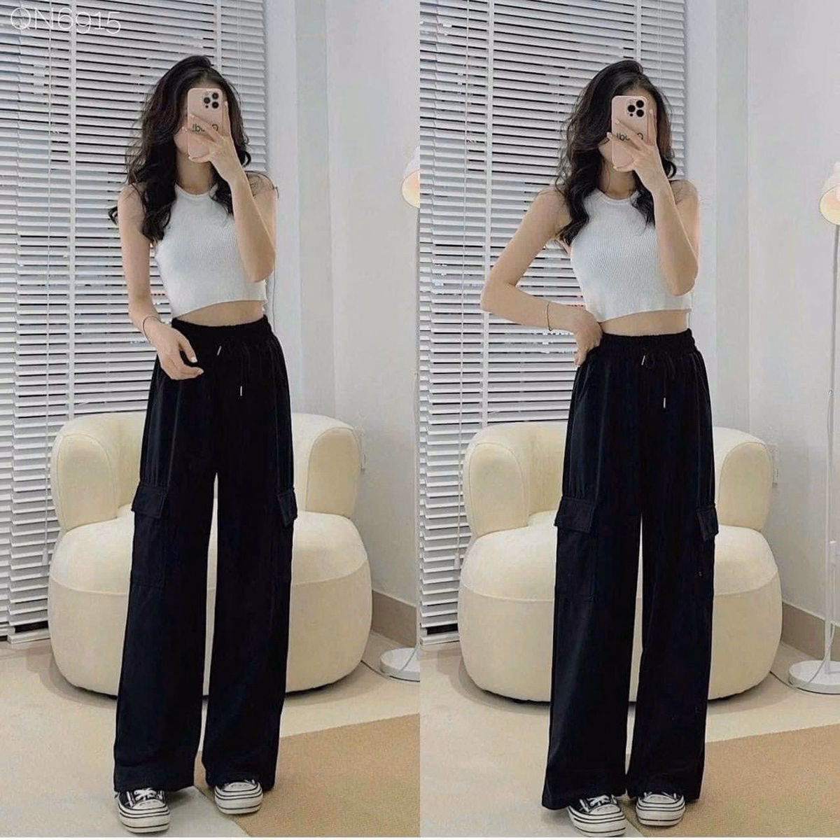 Quần Nỉ Nữ Dáng Form Rộng Siêu Đẹp Chất Vải Dày Mịn Có Dây Rút Siêu Tiện Bo Chun Hàng Đẹp Đang Hot Trend-Htm Fashion - Ảnh 3