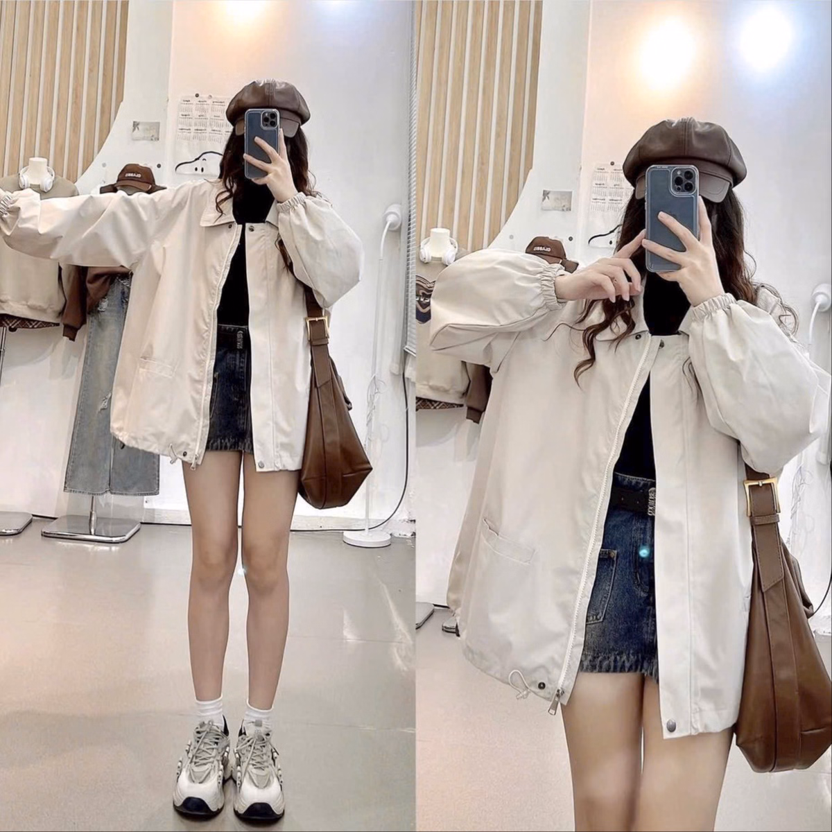 Áo Khoác Dù Nữ Dáng Form Rộng Có Bo Chun Kèm Cúc Bấm Phối Dáng Siêu Xinh Chất Vải Mát Thấm Hút Tốt Hàng Hot Trend-Htm Fashion - Ảnh 11