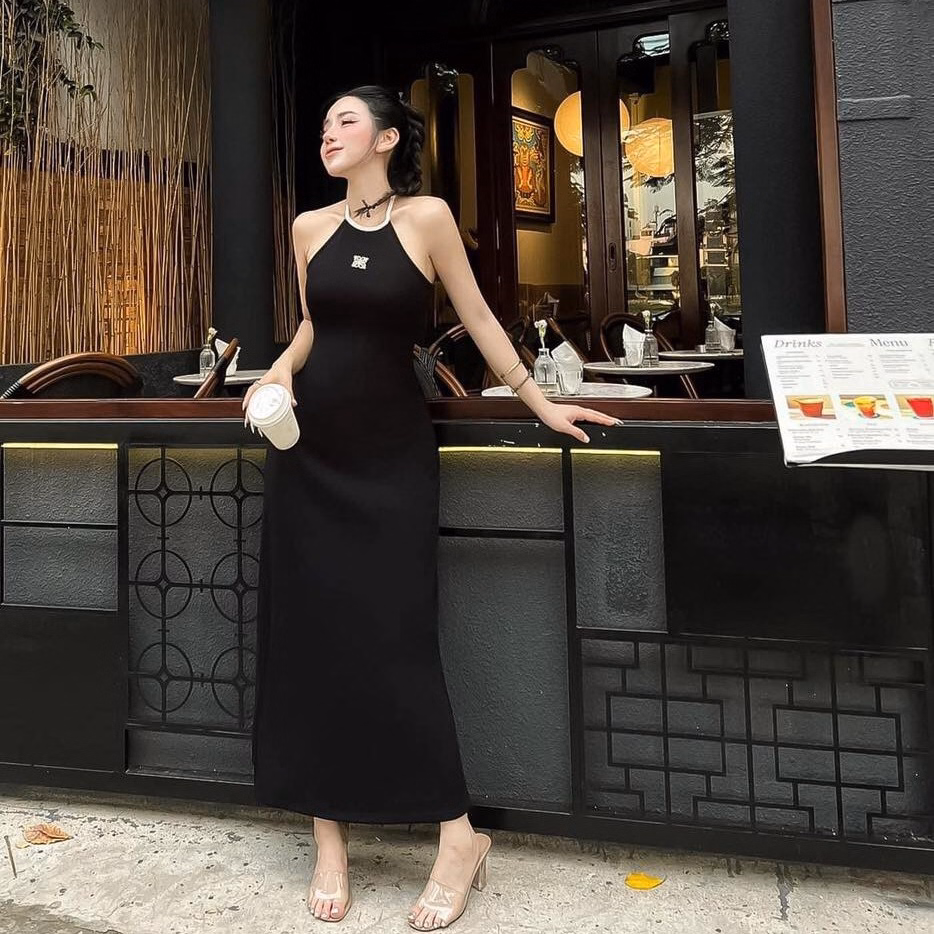 Đầm Váy Nữ Cổ Yếm Dáng Dài Chất Thun Gân Bt631 - Nana House - Ảnh 4