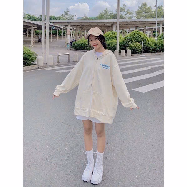 Áo Hoodie Nỉ Nam Nữ Thêu Nổi Chữ Updown Siêu Xinh Chất Vải Dày Mịn Kèm Khóa Zíp Xịn Hàng Hot Trend-Htm Fashion