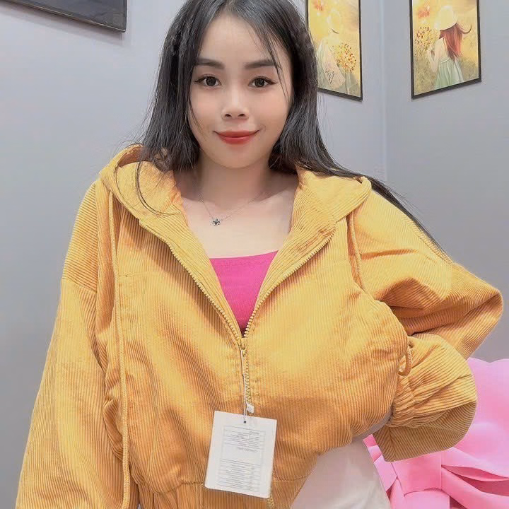 Áo Khoác Nỉ Nhung Nữ Chất Dáng Kiểu Form Lửng Đường Viền Bo Chun Kèm Nón To Dây Rút Siêu Xinh Hàng Hot Trend-Htm Fashion - Ảnh 3