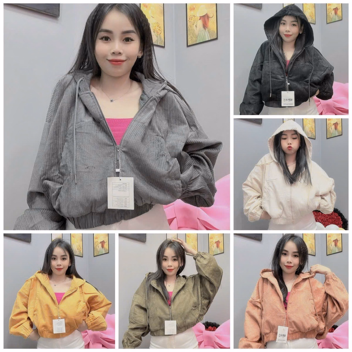 Áo Khoác Nỉ Nhung Nữ Chất Dáng Kiểu Form Lửng Đường Viền Bo Chun Kèm Nón To Dây Rút Siêu Xinh Hàng Hot Trend-Htm Fashion