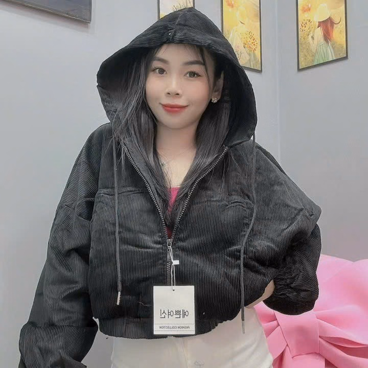 Áo Khoác Nỉ Nhung Nữ Chất Dáng Kiểu Form Lửng Đường Viền Bo Chun Kèm Nón To Dây Rút Siêu Xinh Hàng Hot Trend-Htm Fashion - Ảnh 6