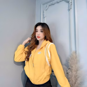 Áo Khoác Dù Lửng Nữ Có Thêu Nổi Y3 Phối Sọc Màu Trên Tay Áo Form Rộng Kèm Nón Trùm Đầu Xinh Chất Vải Xịn Hàng Hot Trend-Htm Fashion