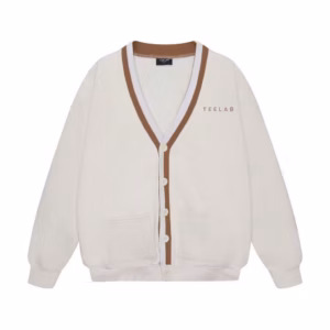 Áo Khoác Cadigan Nữ Vải Nỉ Ngoại Tela Phối Viền Bo Nâu Trắng Siêu Xinh Tp66 - Golden Dream