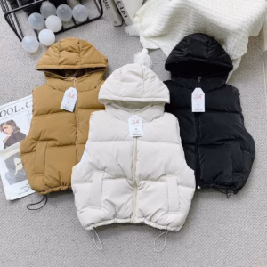 Áo Gile Nữ Mũ Croptop Nhung Ct2