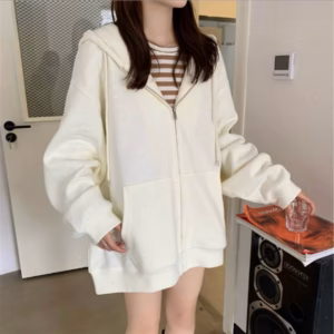 Áo Khoác Nỉ Phối Khóa Kéo Nữ Chất Liệu Vải Dày Mịn Form Rộng Dáng Đẹp Lắm Nha Kèm Nón Trùm Đầu Xịn Hàng Hot Trend-Htm Fashion