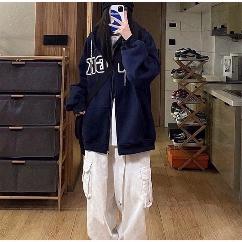 Áo Khoác Hoodie Nỉ Nam Nữ Có Thêu Nổi Chữ Xn Gk Form Rộng Kèm Nón Trùm Đầy Dây Rút Siêu Xinh Chất Vải Dày Mịn Hàng Hot Trend-Htm Fashion - Ảnh 4