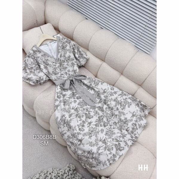 Đầm Váy Nữ Lụa Hoa Tay Phồng Cổ Tim Sa959 - Sam Store - Ảnh 3