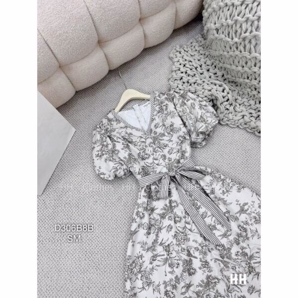 Đầm Váy Nữ Lụa Hoa Tay Phồng Cổ Tim Sa959 - Sam Store - Ảnh 4