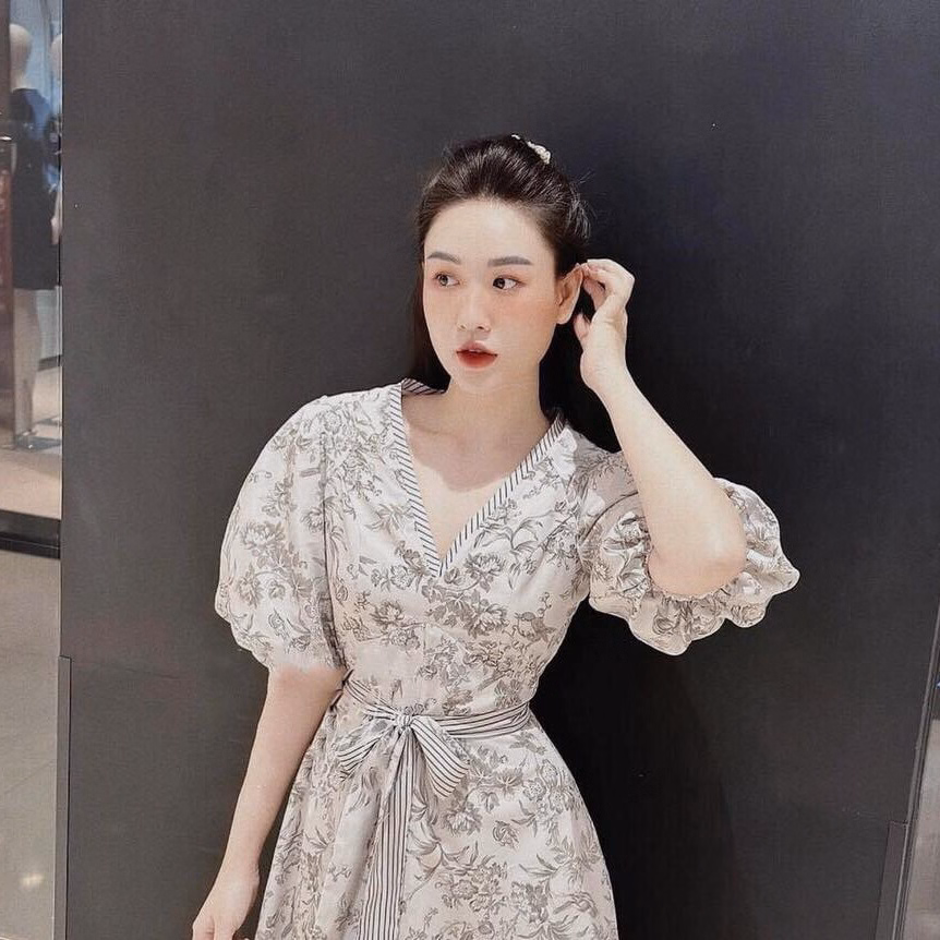 Đầm Váy Nữ Lụa Hoa Tay Phồng Cổ Tim Sa959 - Sam Store - Ảnh 2