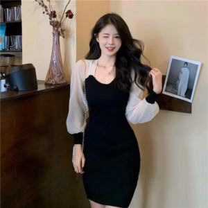 Đầm Váy Nữ Body Thun Gân Phối Tay Voan Bt589 - Nana House