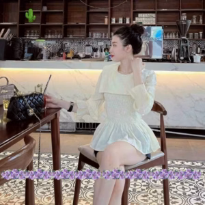 Áo Nữ Tiểu Thư Nhúng Kiểu Logo Cn - Ausa House