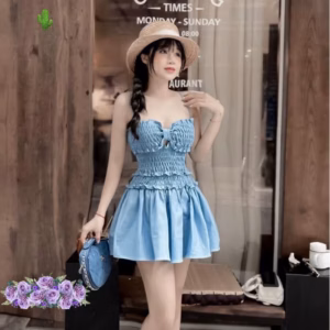 Đầm Nữ Jeans Denim Nơ Nhúng - Ausa House