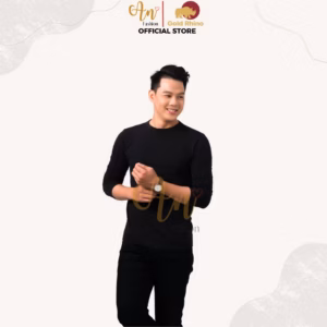 Áo Thun Nam Tay Dài Cổ Tròn Màu Đen Đông Ấm Hè Mát Chất Liệu 100% Cotton Cao Cấp - Gold Rhino