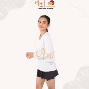 Áo Thun Nữ Tay Dài Cổ Tròn Màu Trắng Đông Ấm Hè Mát Chất Liệu 100% Cotton Cao Cấp - Gold Rhino