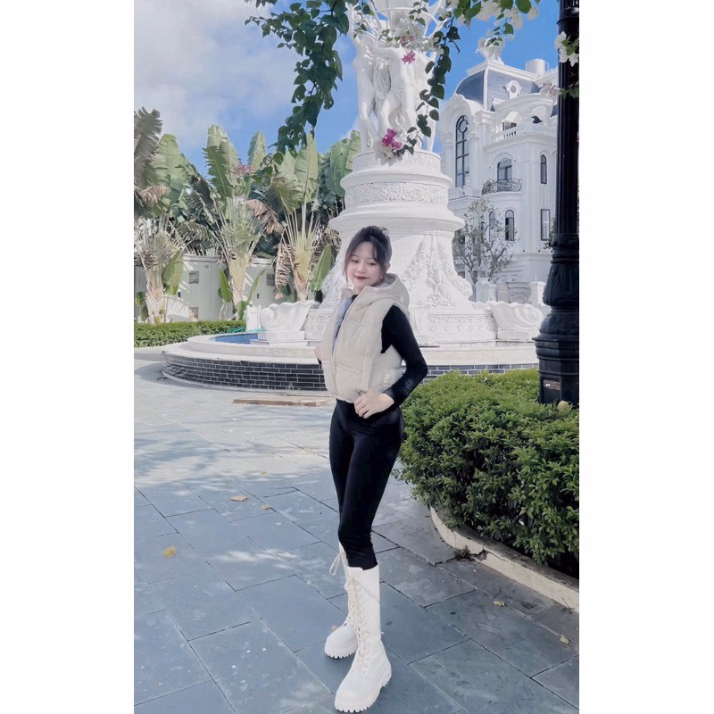 Áo Gile Nữ Mũ Croptop Nhung Ct2 - Ảnh 3