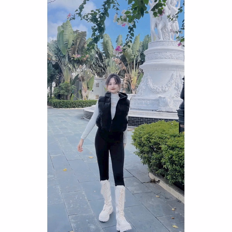 Áo Gile Nữ Mũ Croptop Nhung Ct2 - Ảnh 2