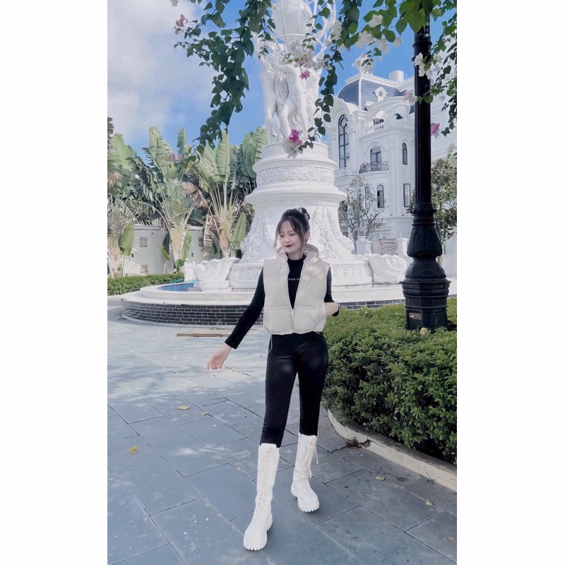 Áo Gile Nữ Mũ Croptop Nhung Ct2 - Ảnh 5