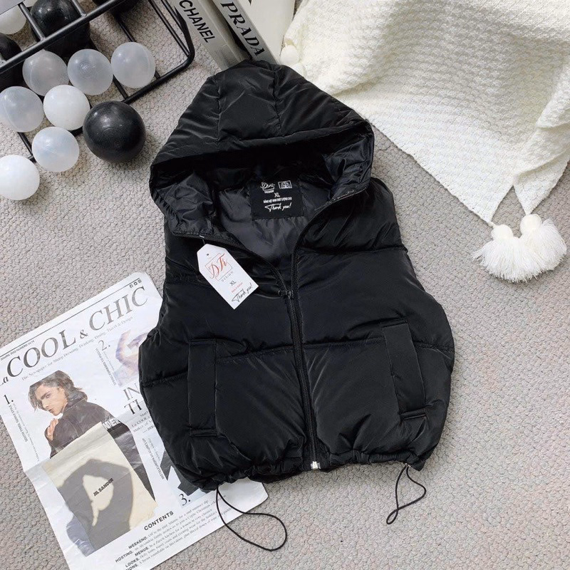 Áo Gile Nữ Mũ Croptop Nhung Ct2 - Ảnh 8