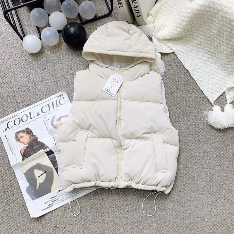 Áo Gile Nữ Mũ Croptop Nhung Ct2 - Ảnh 6