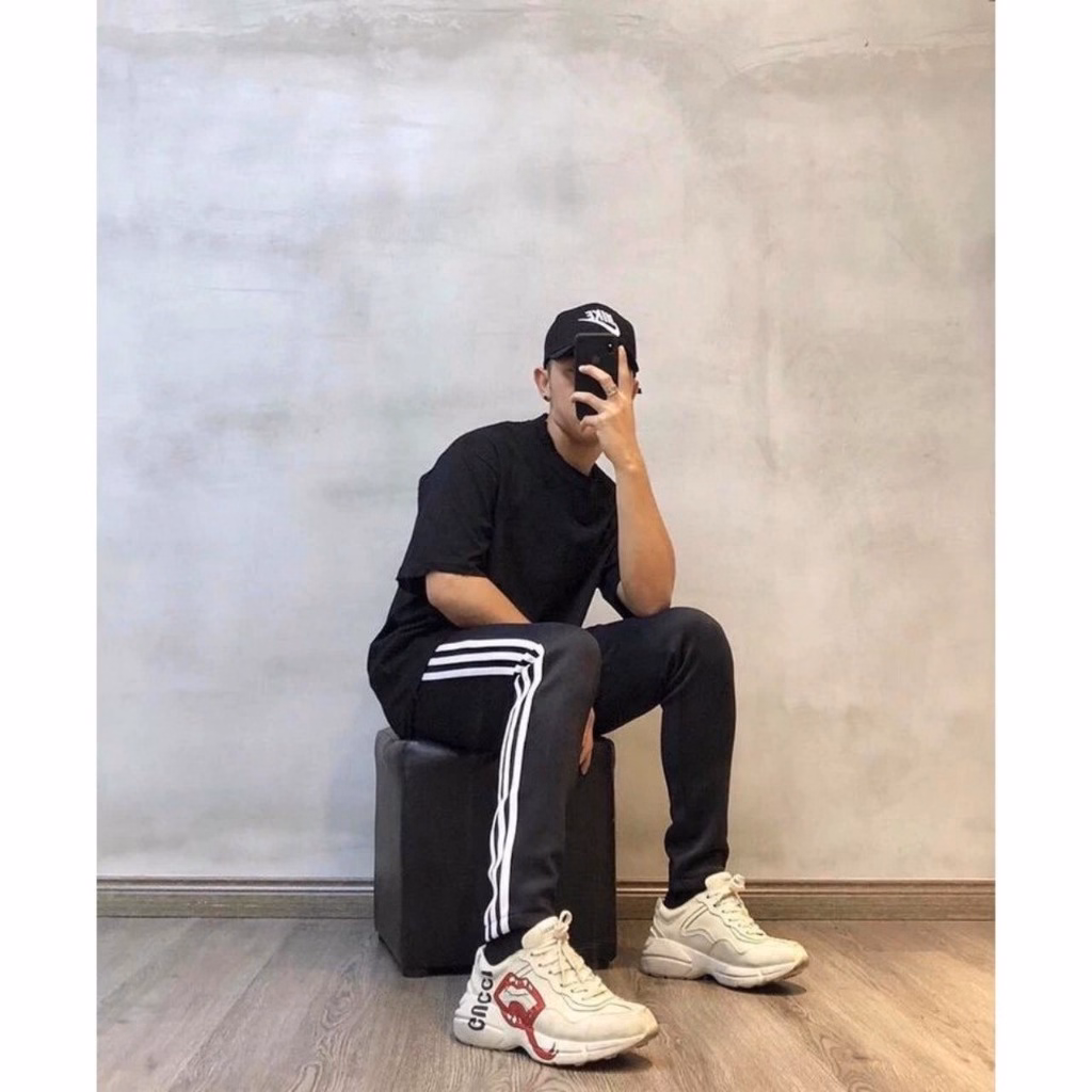 Quần Nam Ống Suông Phối 3 Sọc Kẻ Viền Phong Cách Thể Thao, Nam Tính - Chipxinhxk - Ảnh 5