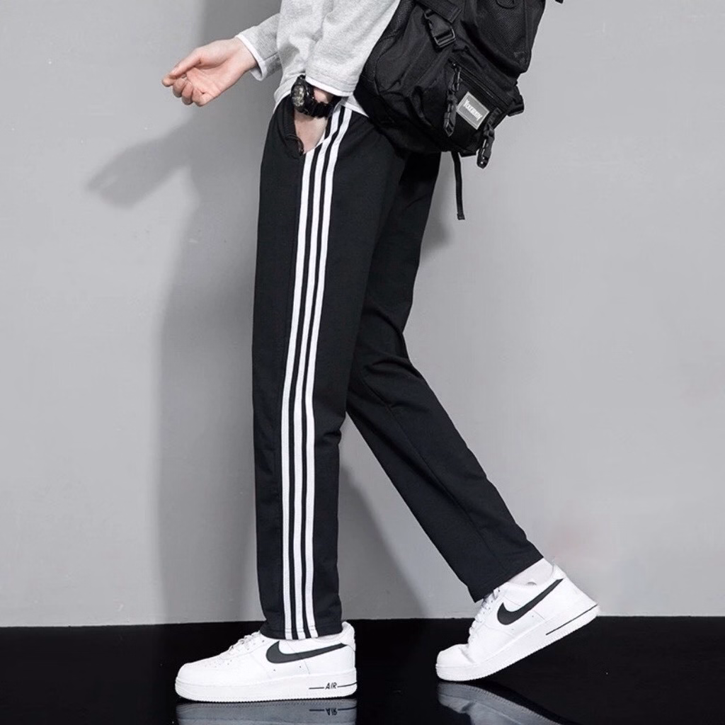 Quần Nam Ống Suông Phối 3 Sọc Kẻ Viền Phong Cách Thể Thao, Nam Tính - Chipxinhxk