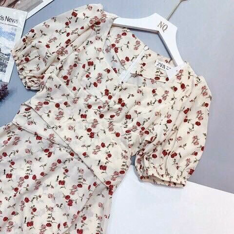 Đầm Váy Nữ Kate Lụa Hoa Tay Phồng Bt688 - Nana House - Ảnh 5