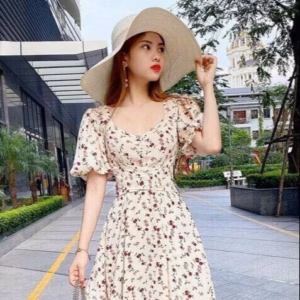 Đầm Váy Nữ Kate Lụa Hoa Tay Phồng Bt688 - Nana House