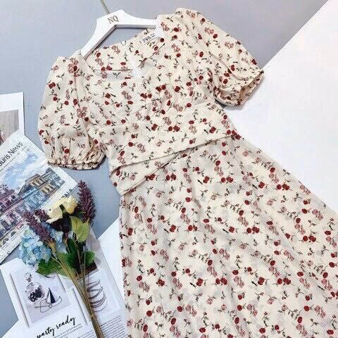 Đầm Váy Nữ Kate Lụa Hoa Tay Phồng Bt688 - Nana House - Ảnh 4