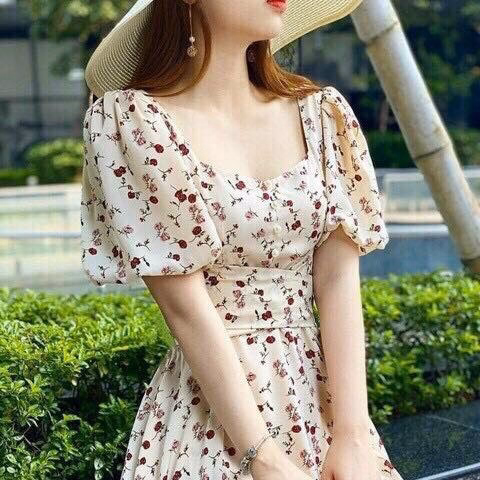 Đầm Váy Nữ Kate Lụa Hoa Tay Phồng Bt688 - Nana House - Ảnh 3