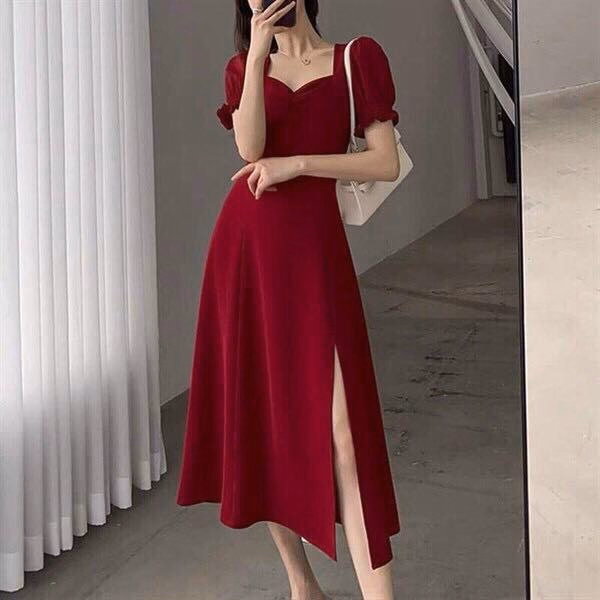 Đầm Váy Nữ Chất Lụa Tay Phồng Xẻ Tà Bt688 - Nana House - Ảnh 3