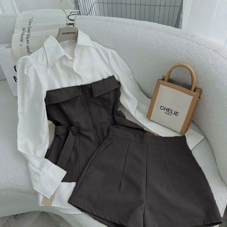 Set Bộ Đồ Nữ Áo Cổ Trụ Phối Quần Kaki Lụa Dd1209 - Nana House - Ảnh 3