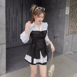 Set Bộ Đồ Nữ Áo Cổ Trụ Phối Quần Kaki Lụa Dd1209 - Nana House