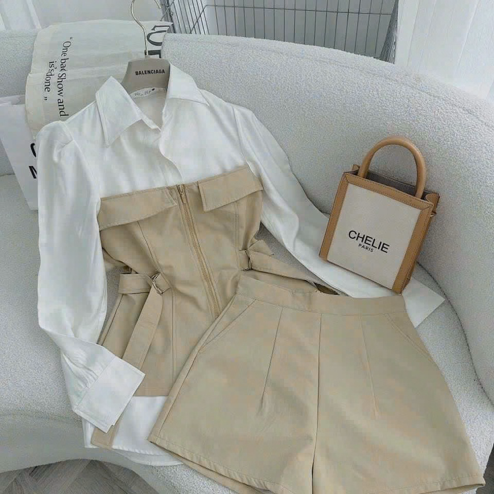 Set Bộ Đồ Nữ Áo Cổ Trụ Phối Quần Kaki Lụa Dd1209 - Nana House - Ảnh 4