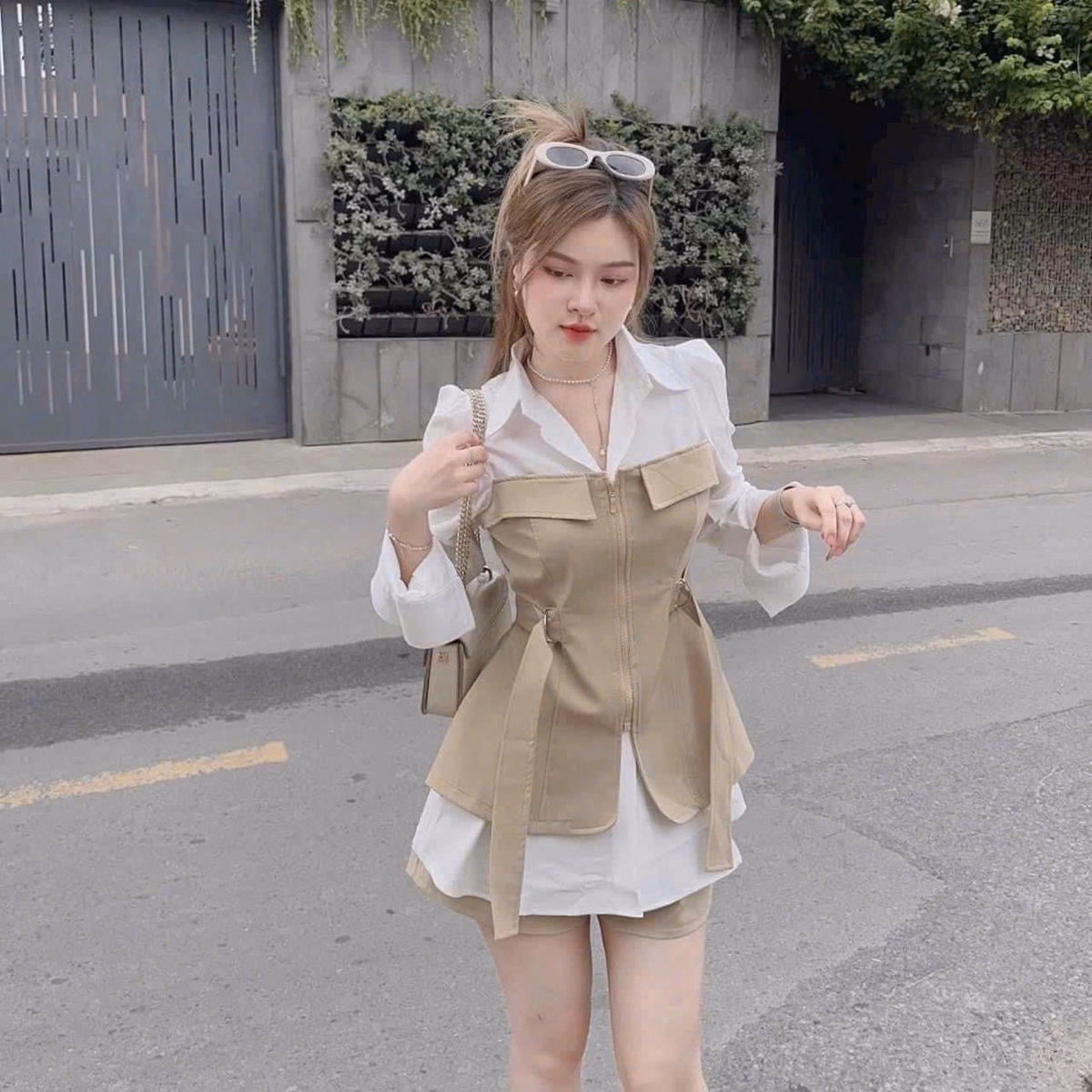 Set Bộ Đồ Nữ Áo Cổ Trụ Phối Quần Kaki Lụa Dd1209 - Nana House - Ảnh 2